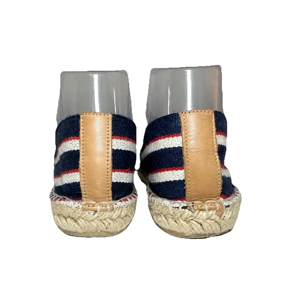 Tory Burch Womens SIZE 6 Striped Canvas Espadrilles Slip On Shoes Blue Red Beige